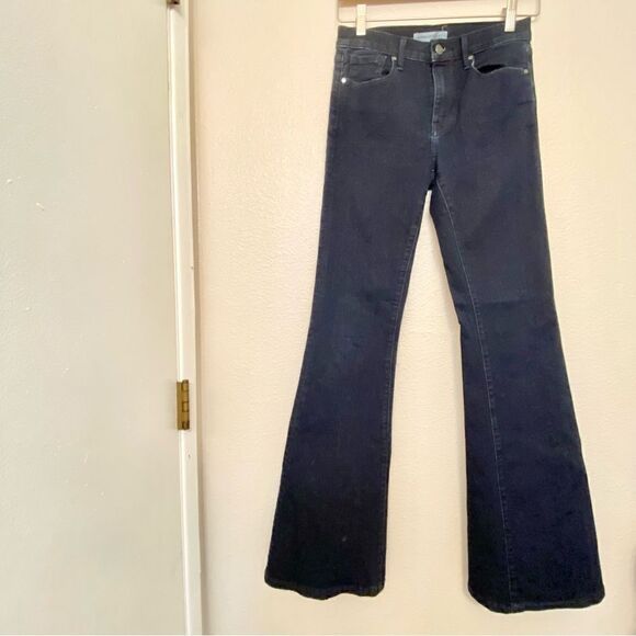 Banana Republic Dark Wash mid hi rise Bell Bottom flair leg denim jeans 25 LONG - Picture 2 of 12